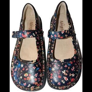 Alegria BEL-7804 Belle Women's Size 38 Floral Leather Mary Jane Clog Shoes